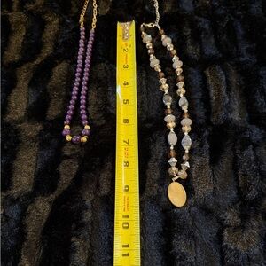 Vintage Elegant Purple and Gold Beaded Necklace Set